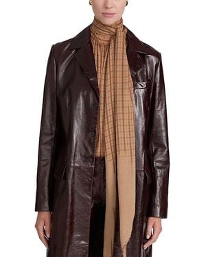 FRAME The Veda Leather Long Jacket - Brown