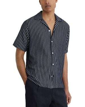 Reiss Griff Cuban Collar Shirt - Blue