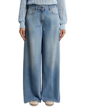 Peserico Low Rise Wide Leg Jeans - Blue
