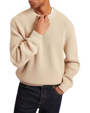 Ted Baker Kemble Long Sleeve Rib Crewneck Sweater - Natural