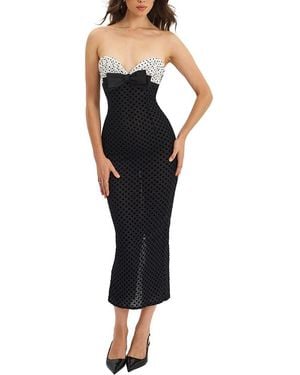 Miss Circle Faith Polka Dot Sweetheart Maxi Dress - Black