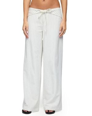 Edikted Parker Pinstripe Tie Belt Pants - White
