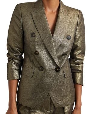 Reiss Petite Sienna Double Breasted Metallic Blazer - Green