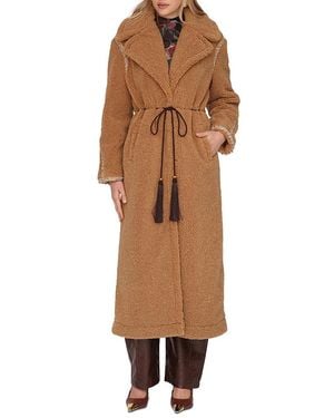 Avec Les Filles Embellished Belted Oversized Coat - Brown