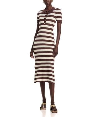 Tahari Polo Collar Midi Dres - White