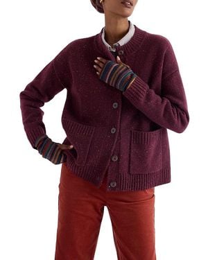 Seasalt Cornwall Harbour Sands Chunky Crew Neck Cardigan - Red