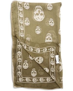 McQueen Skull Silk Scarf - Metallic