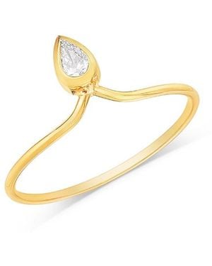 Zoe Chicco 14K Pear Diamonds Bezel Crown Ring - Metallic