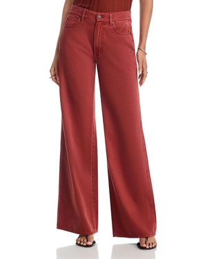 Veronica Beard Kasey Mid Rise Wide Leg Jeans - Red