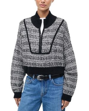 STAUD Cropped Hampton Sweater - Gray