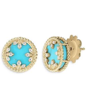 Roberto Coin 18K Venetian Princess Medallion & Diamond Stud Earrings - Blue