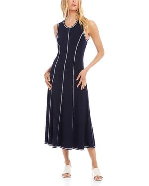 Karen Kane Sleeveless Stitch Detail Midi Dress - Blue