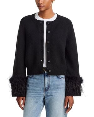 Wayf Fraya Feather Cuff Cardigan - Black