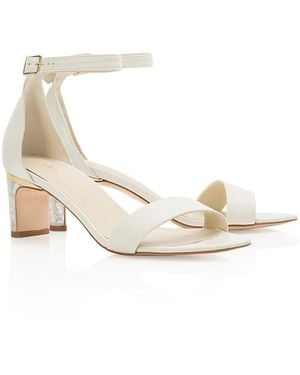 freya rose Chloe Ankle Strap Pearl Heel Sandal - White