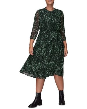 Whistles Abstract Brushstroke Midi Dress - Green