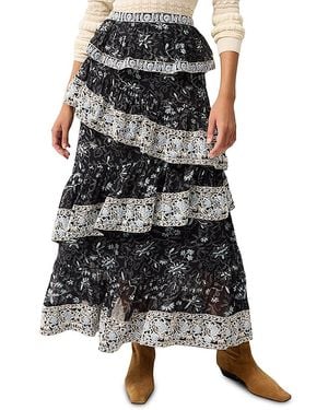 Marie Oliver Paislee Tiered Skirt - Black