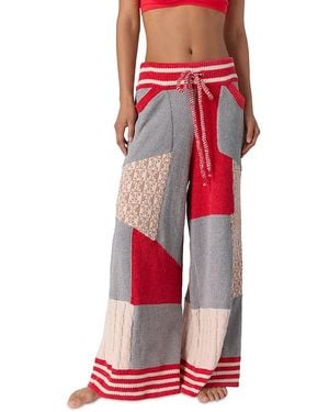 Free People Snow Much Fun Patchwork Drawstring Lounge Pants - Red