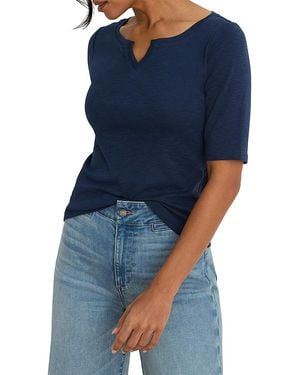 NIC+ZOE Elbow Sleeve Notch Tee - Blue