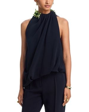 Brandon Maxwell Haze Embroidered Top - Blue