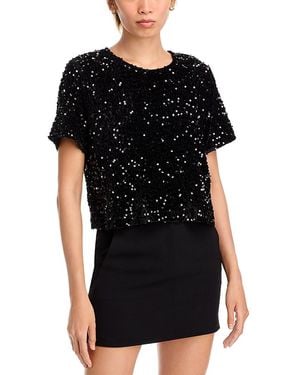 Steve Madden Cressa Sequined Velvet Top - Black