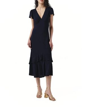 Ghost Corinne Frill Crepe Midi Dress - Blue