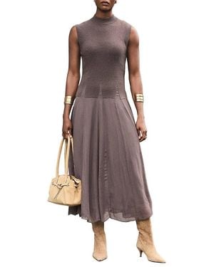 Mint Velvet Sleeveless Knit Midi Dress - Brown