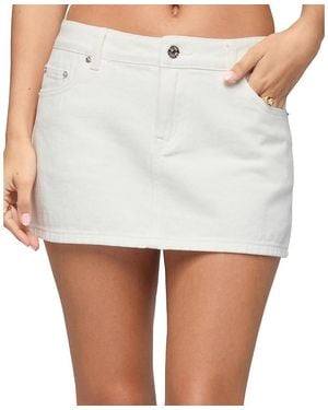 Edikted Spencer Low Rise Denim Micro Skirt - White