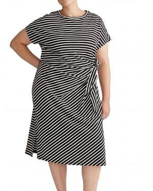 UNIVERSAL STANDARD Plus Size Crescent Breton Stripe Knot Dress - Black