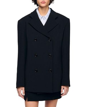 Sandro Double Breasted Suit Jacket - Blue