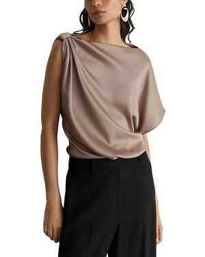 Reiss Kezia Asymmetric Draped Top - Brown