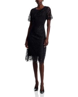 Misook Woven Mixed Media Midi Dress - Black