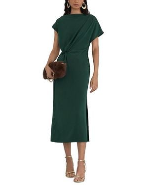 Reiss Petites Beth Draped Side Slit Midi Dress - Green