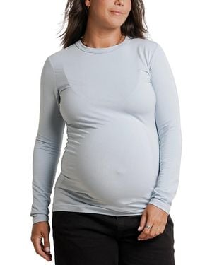 Nom Maternity Liv Long Sleeve Sculpting Maternity Crew Neck Tee - Gray