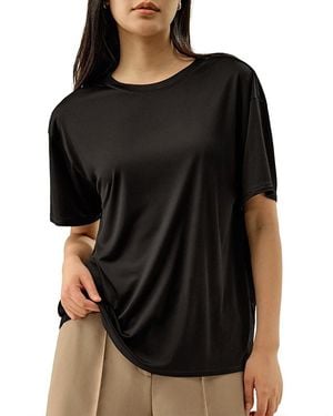 LILYSILK Oversized Silk Jersey Tee - Black