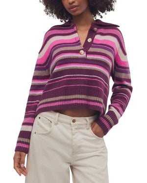 Free People Trading Up Stripe Long Sleeve Sweater - Purple
