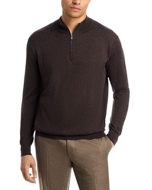 Peter Millar Autumn Crest Suede Trim Quarter Zip Sweater - Black