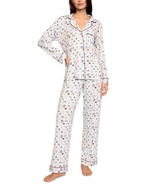 Eberjey X Elsa Hosk Gisele Printed Tencel Modal Long Pj Set - White