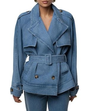 JLUXLABEL Medium Wash Double Breasted Jacket - Blue