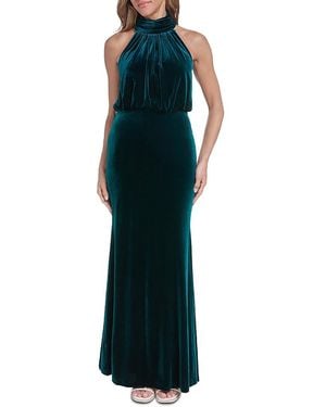 Eliza J Sleeveless Mock Neck Blouson Gown - Blue