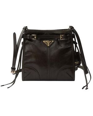 Prada Bonnie Leather Mini Shoulder Bag - Black