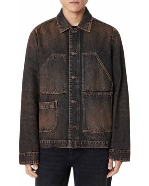AllSaints Mukesh Cotton Blend Washed Denim Pocket Jacket - Black