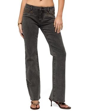 Edikted Grommet Mid Rise Straight Leg Jeans - Black