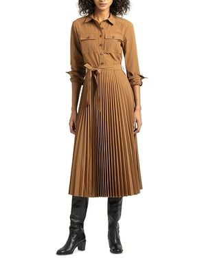 10 Crosby Derek Lam Kenza Pleated Midi Dress - Brown