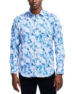 Robert Graham Baskerville Printed Long Sleeve Button Front Shirt - Blue