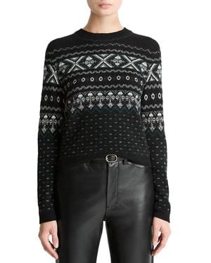 Vince Boiled Fair Isle Cashmere Jumper - Black