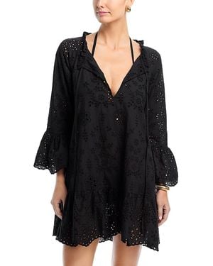 Aqua Embroidered Cover-Up Dress - Black