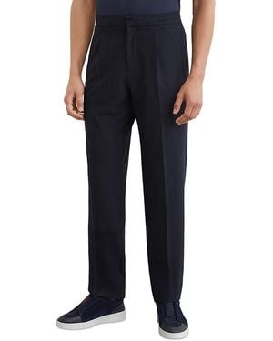 Reiss Sidney Striped Pleated Tapered Pants - Black