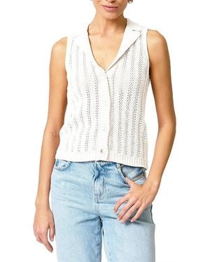 Central Park West Francie Mesh Stitch Sleeveless Vest - Blue