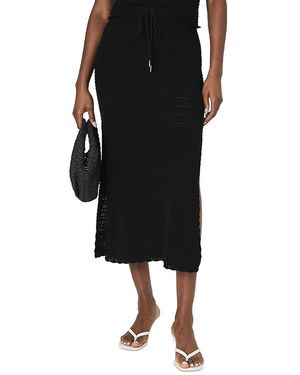 French Connection Nellis Side Slit Crocheted Skirt - Black