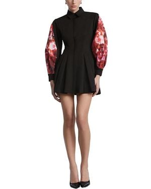 BCBGMAXAZRIA Taffeta Twill Printed Dress - Black